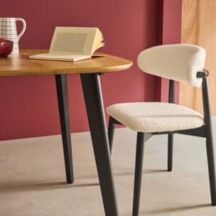 Table à manger carrée décor bois pieds métal noir 4 places AZYLIS