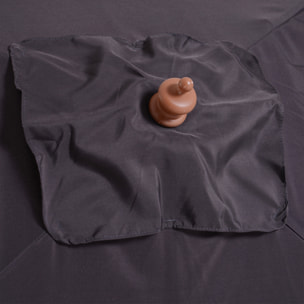 Sombrilla Terraza Exterior 200x150 cm Sombrilla de Jardín Rectangular con Ángulo Ajustable Mástil de Madera y Manivela Parasol para Patio Terraza Gris Oscuro