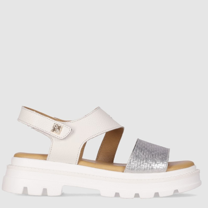 Sandalias de Piel - Blanco - Tacón: Bajo