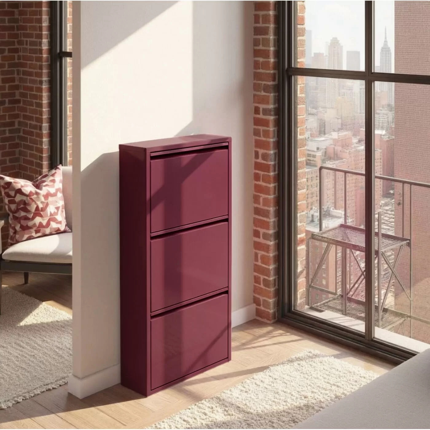 Casier à chaussures Caruso violet 3 tiroirs Kare Design