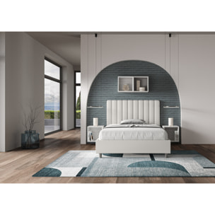 Letto una piazza e mezza contenitore imbottito 120x190 similpelle bianco Agueda