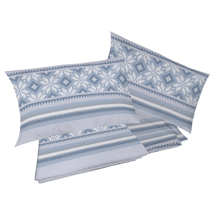 Completo letto norvegia blu 100% cotone