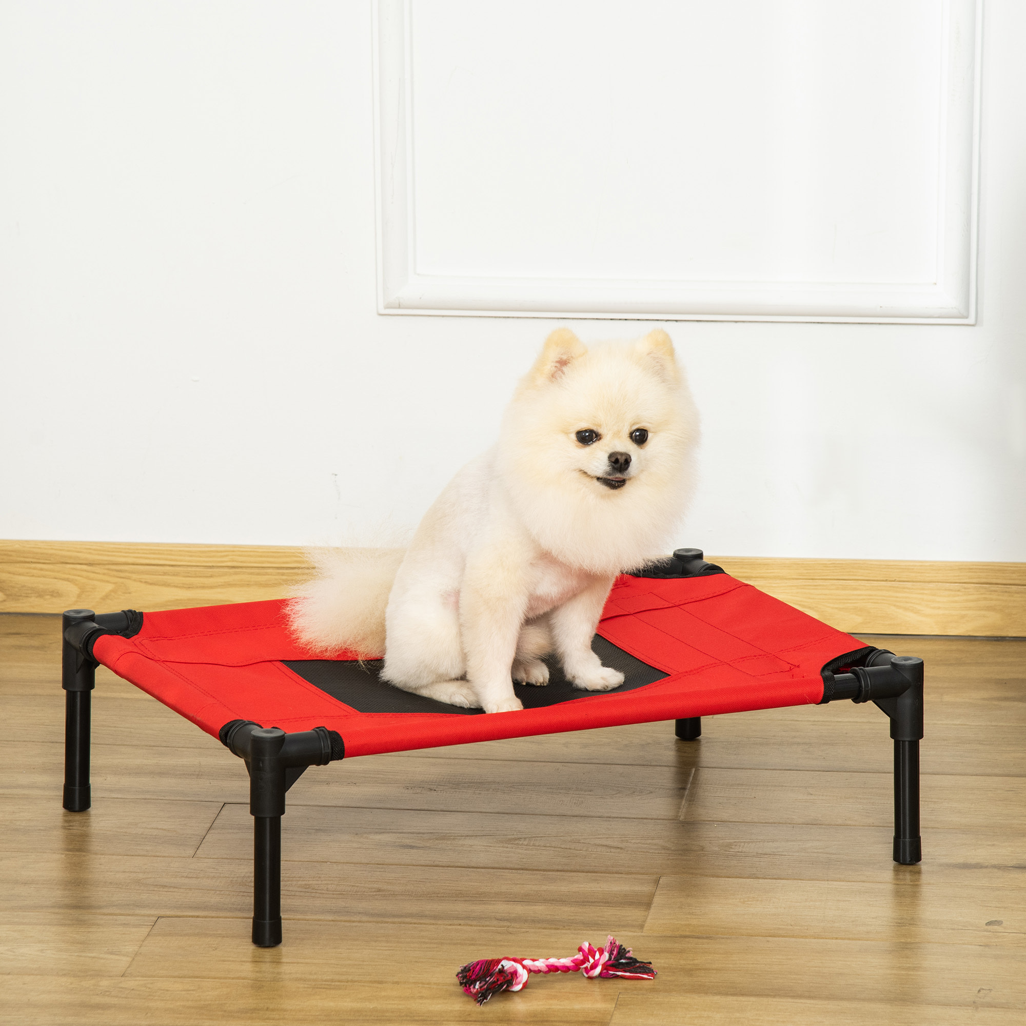 Cama para Mascotas de Metal Oxford 64x46x18 cm Rojo y Negro