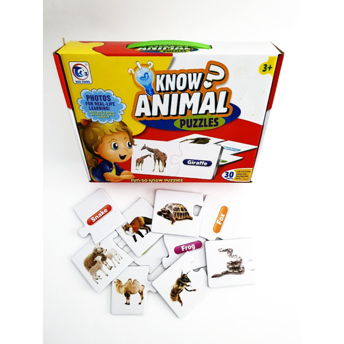 PUZLES EDUCATIVOS 30 EN 1: APRENDE INGLÉS ANIMALES 2pcs/puzle