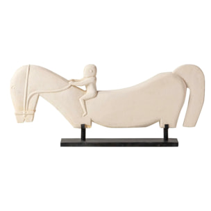 Figura Caballo Piedra Blanca 84x10x35 Cm