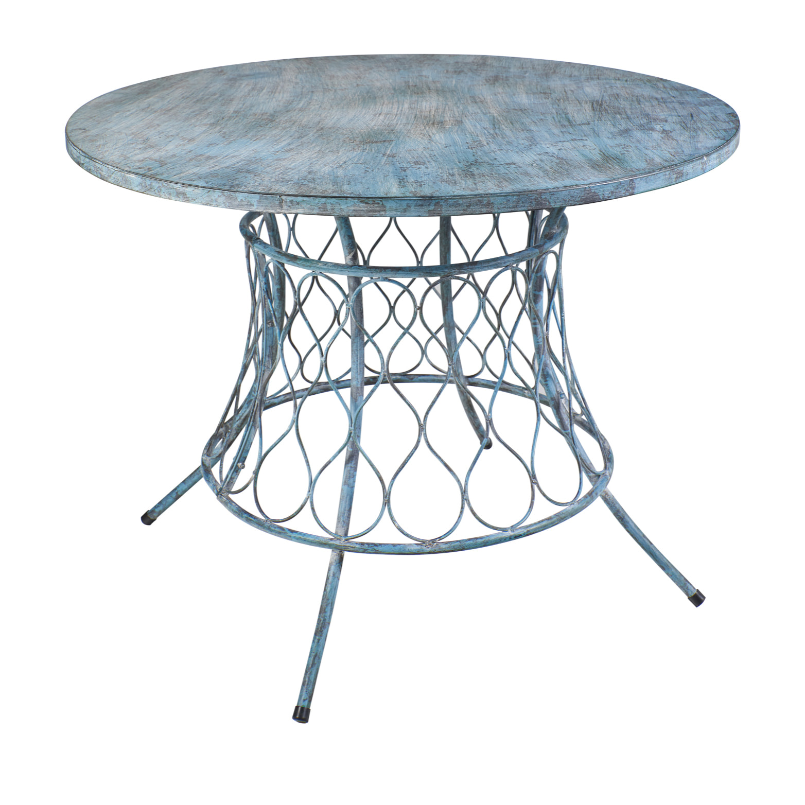 IRON LINE - TAVOLO ROTONDO METALLO BLUE - 4 POSTI - misura 100x100x75