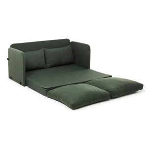 Canapé-lit en lin vert foncé, 2 personnes 140 cm ORURO