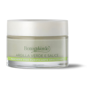 Bottega Verde, Argille di bellezza - Maschera viso purificante opacizzante (50 ml) - Argilla verde di Sicilia ed estratto di Salice - pelli impure , grasse