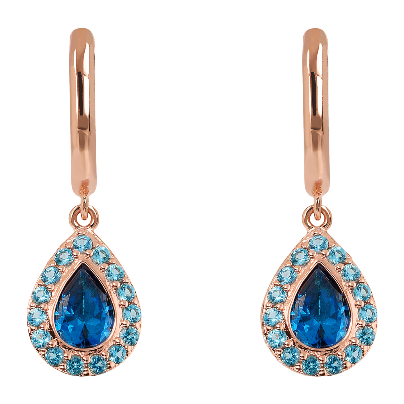 Orecchini Pendenti con Goccia in Cubic Zirconia Blu