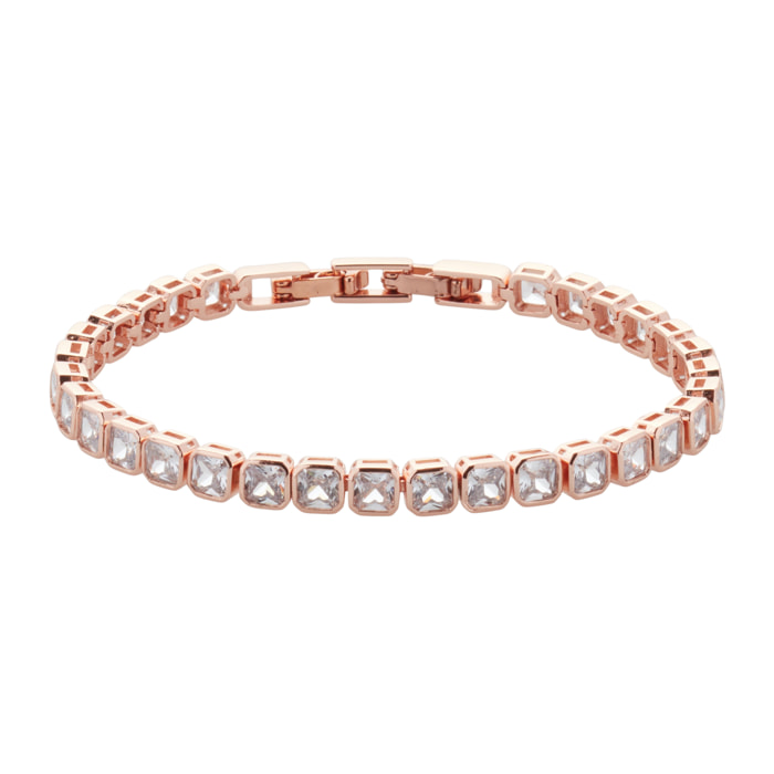 Bracciale U.S. Polo Assn. In metallo dorato rosa con cristalli bianchi quadrati