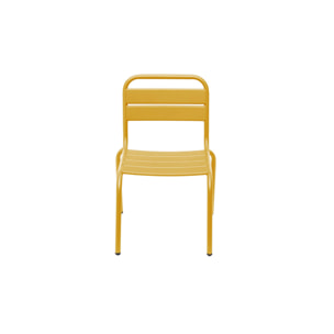 Lot de 2 chaises en métal jaune pour enfant. salon de jardin enfant