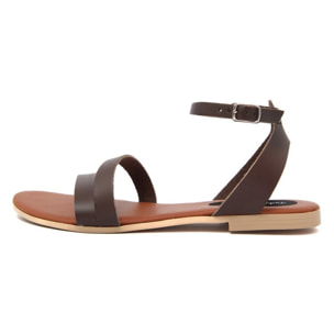Sandali Flat Made in Italy in pelle colore Marrone, Altezza tacco 1,2 cm