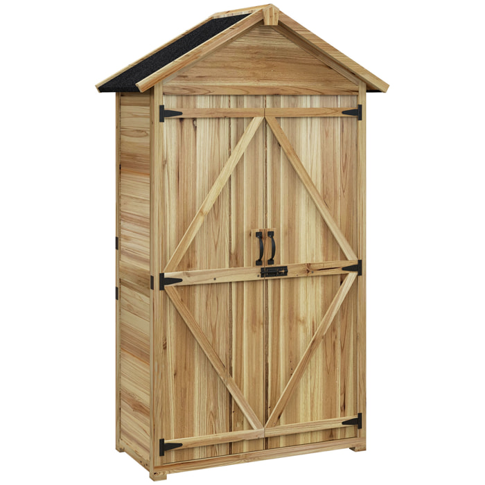 Armoire de jardin abri jardin sur pied toit bitumé 2 portes verrouillables bois sapin pré-huilé