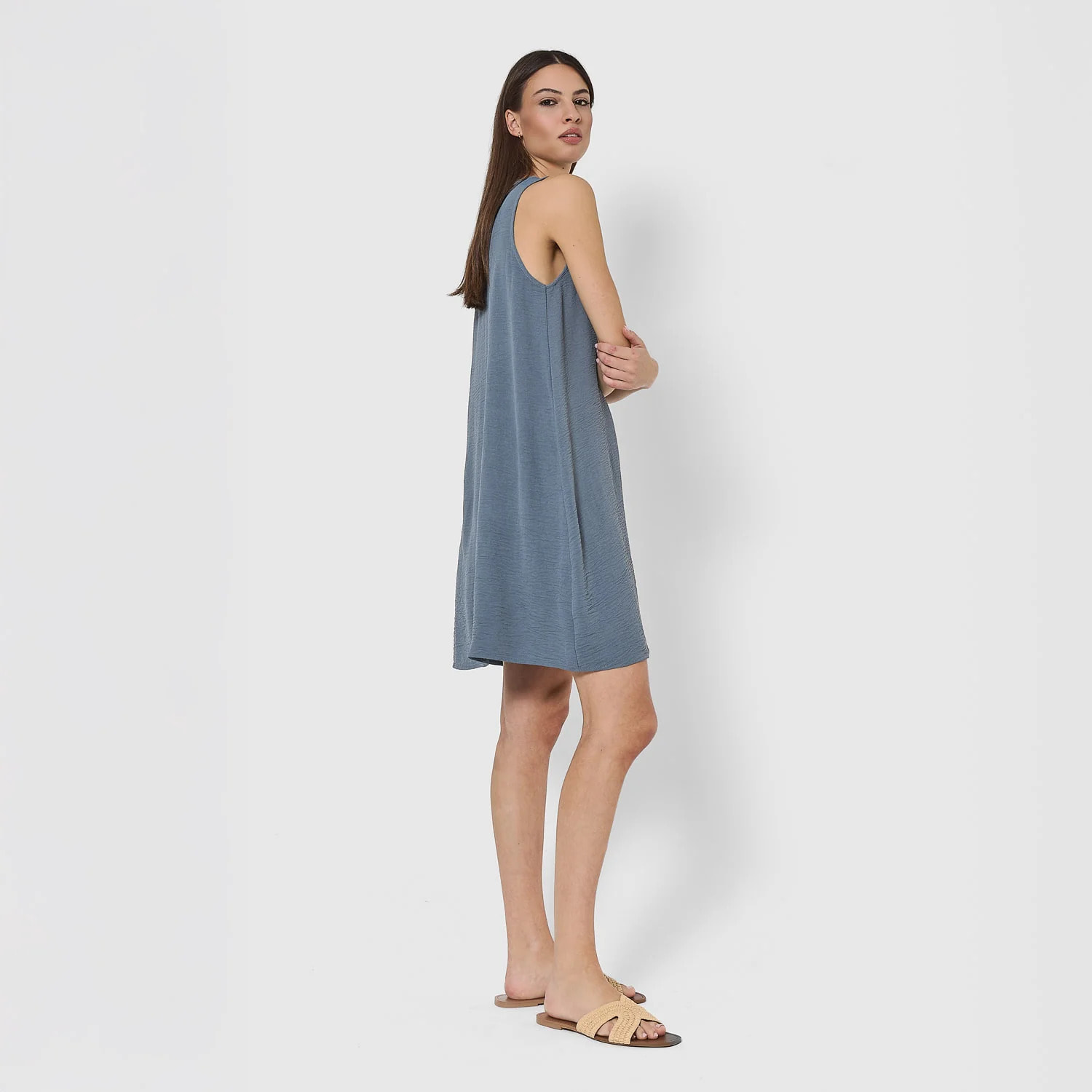 Vestido corto tirantes bambula liso