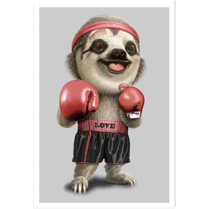 Affiche enfant le paresseux boxeur  Affiche seule