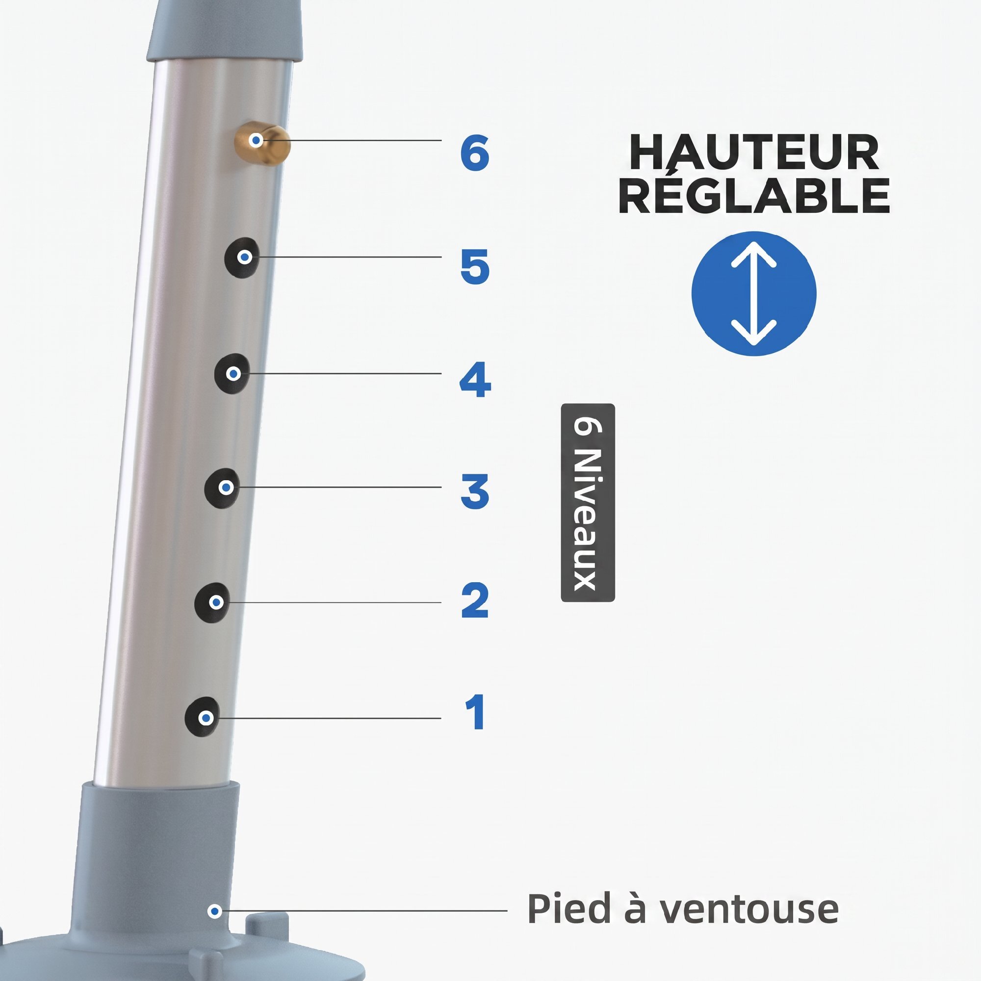 Chaise de douche siège de douche ergonomique hauteur réglable pieds antidérapants max. 136 Kg alu HDPE blanc bleu