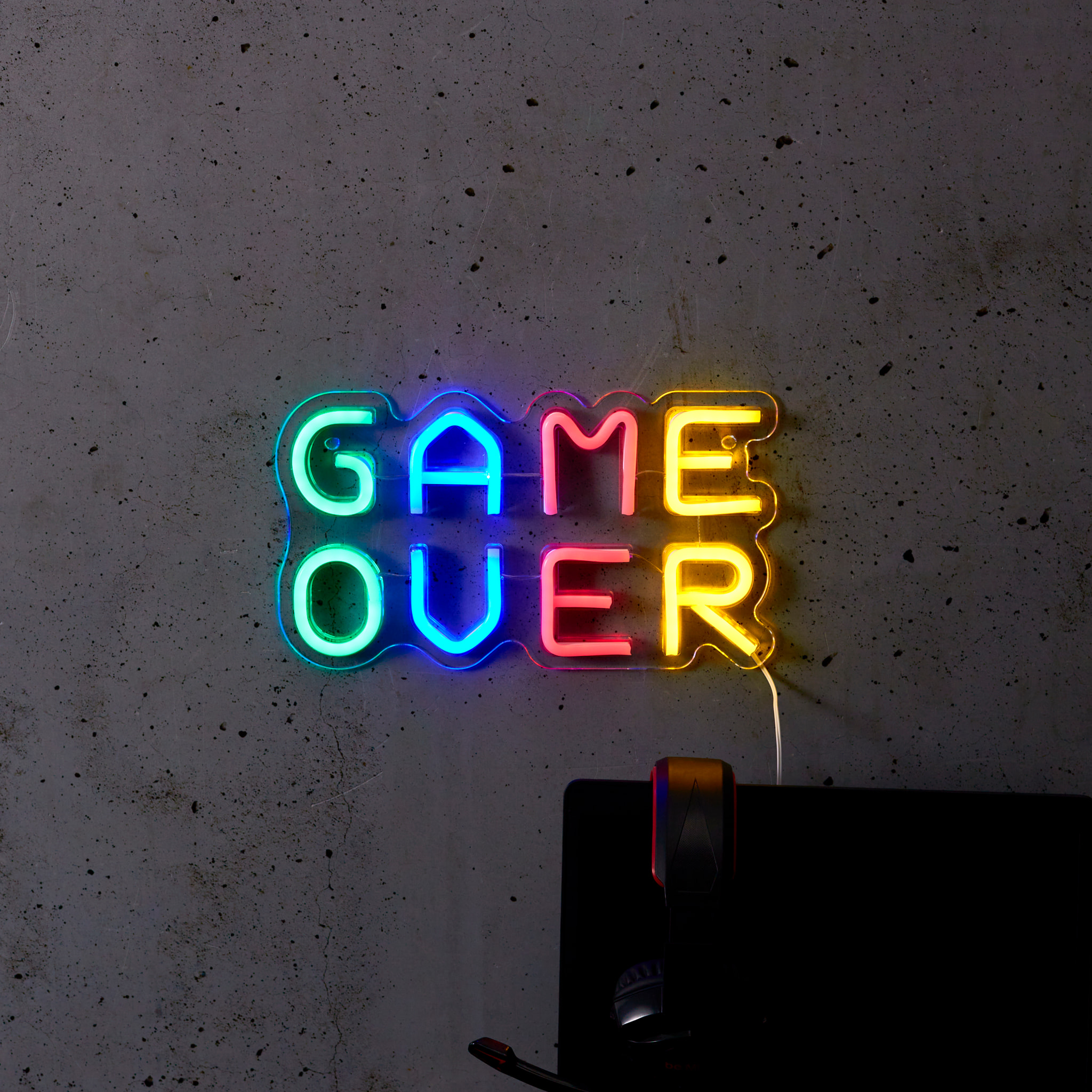 Lampe Led Effet Neon Game Over Usb