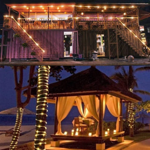 Luz solar led recargable con control remoto blanco cálido con 13 modos, temporizador y cable de 3m