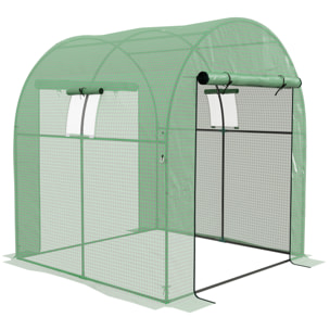 Invernadero de Exterior, Invernadero de Túnel con 2 Puertas Enrollables, 2 Ventanas de Malla, Cubierta PE 135g/m², Anti-UV, Marco de Acero, para Cultivos, Plantas, 180x180x200 cm, Verde