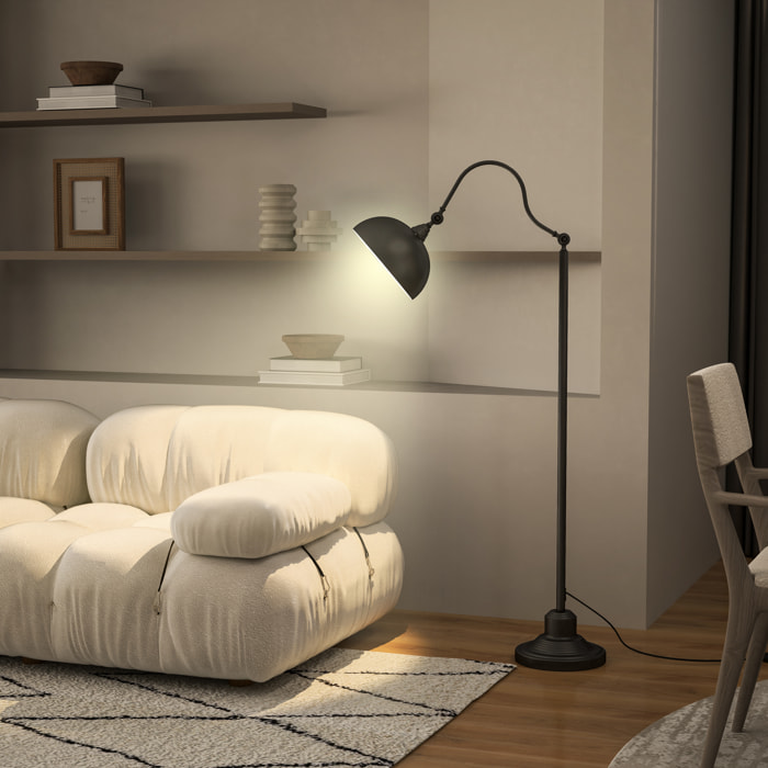 Lampadaire style néo-rétro métal noir - abat-jour réglable - H.152 cm