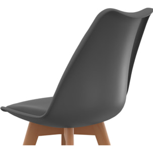 Chaises Nordia pieds bois de hêtre - Gris anthracite