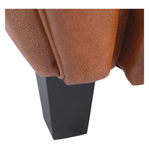 Fauteuil camel en croute de cuir enduite - Club