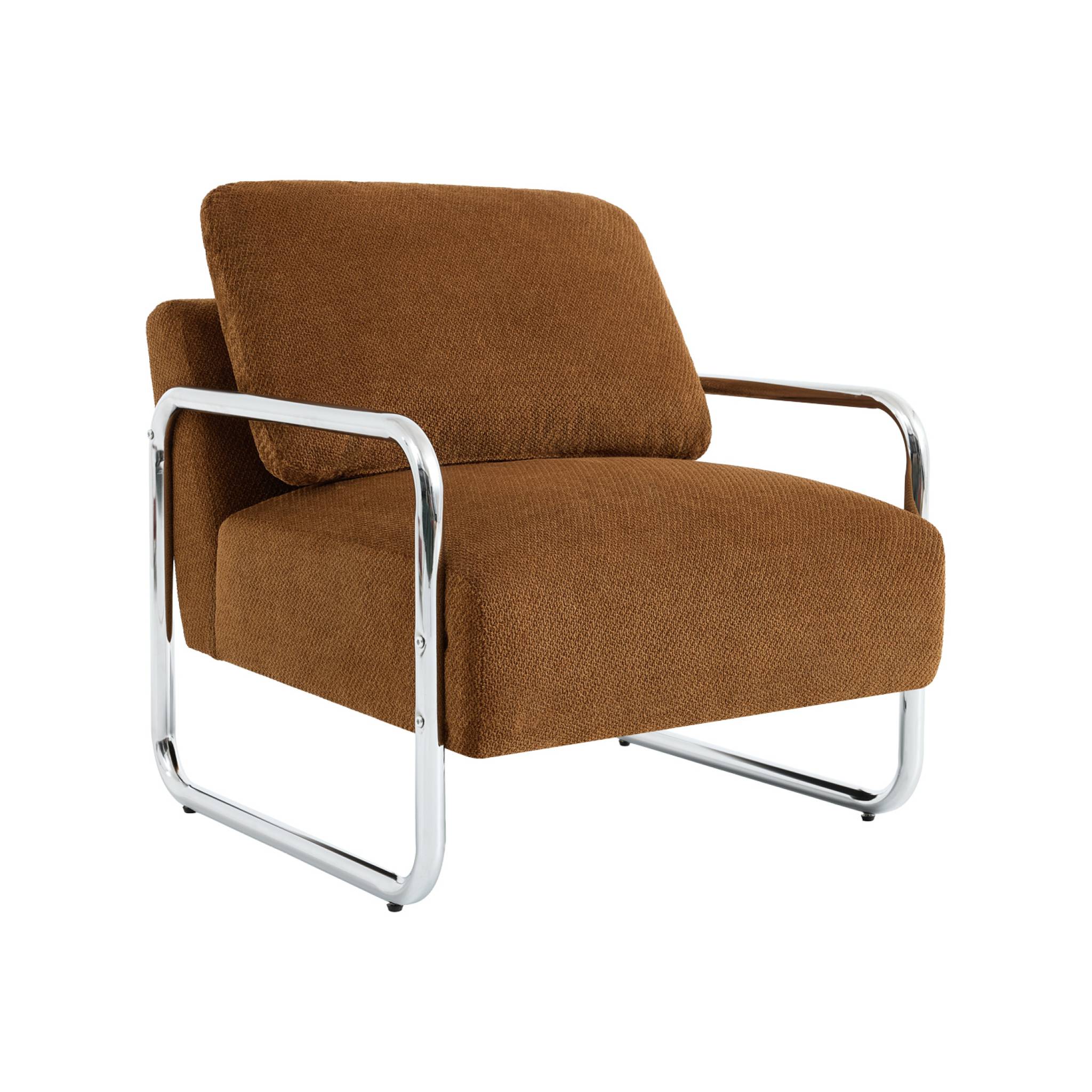 Fauteuil vintage tissu chenille armature chromée JOE