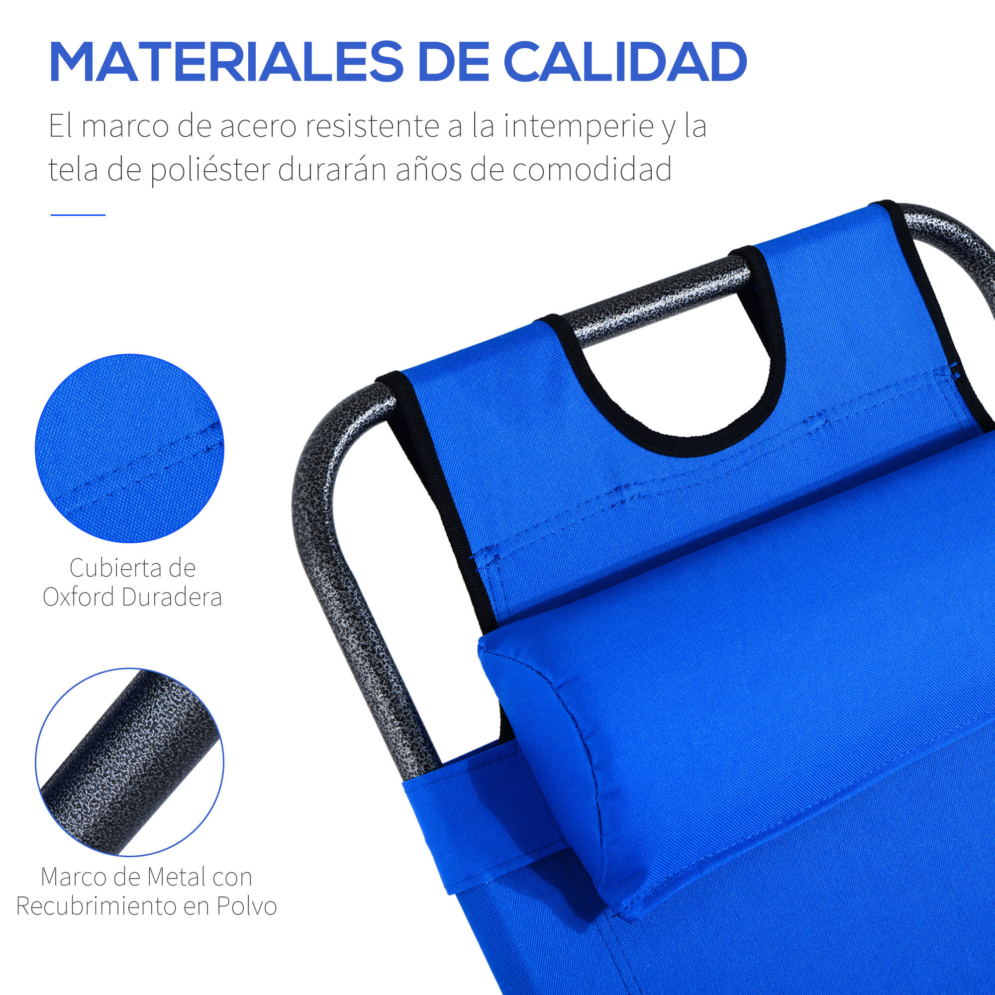 Tumbona Plegable de Tela Oxford y Acero 153x60x29cm Azul