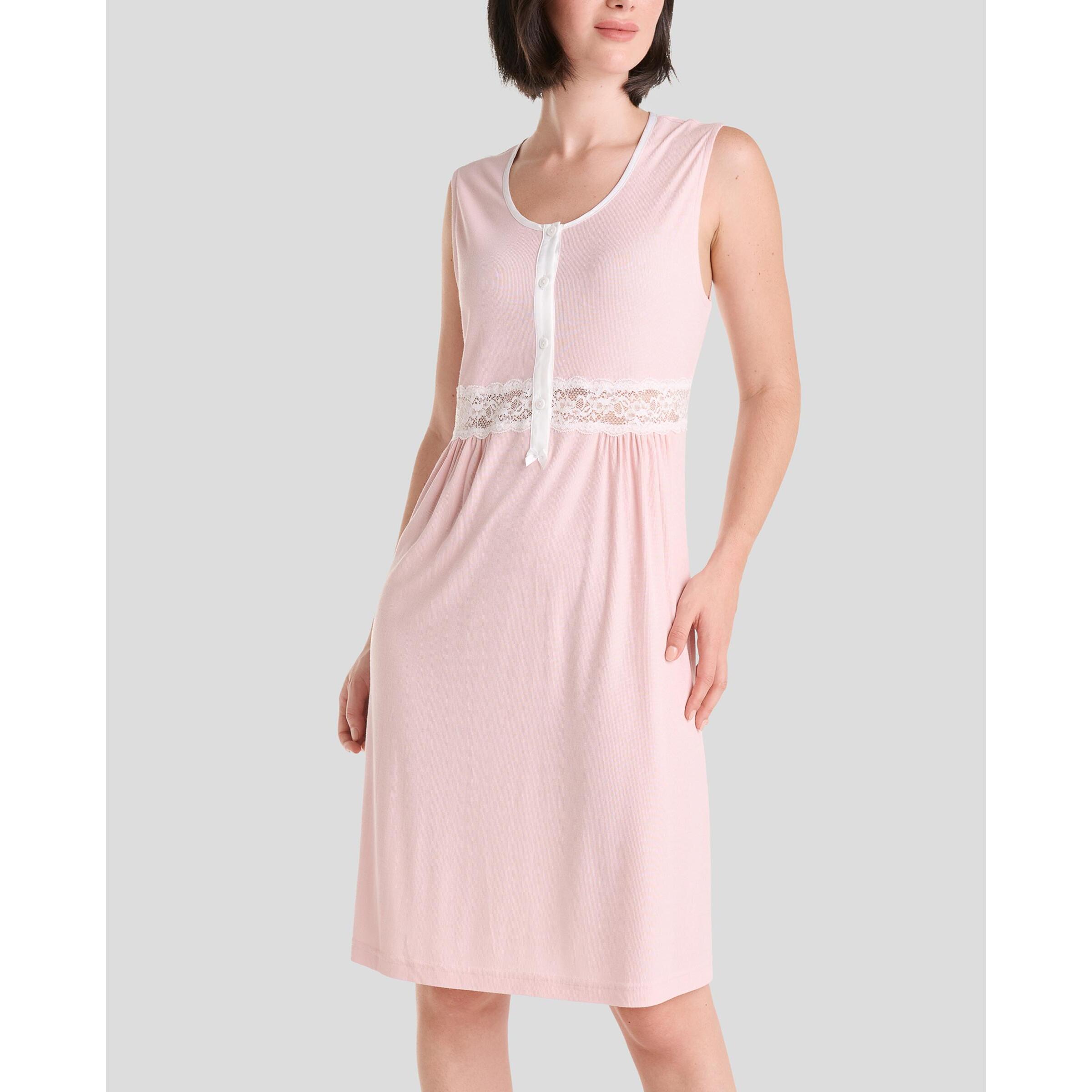 Camisón corto mujer canalé con encaje cómodo