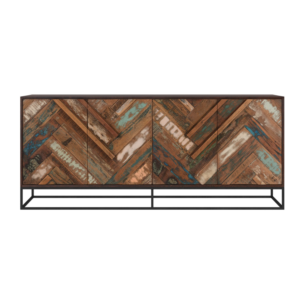 Buffet 4 portes en bois d'acacia et bois recyclé - Krabi