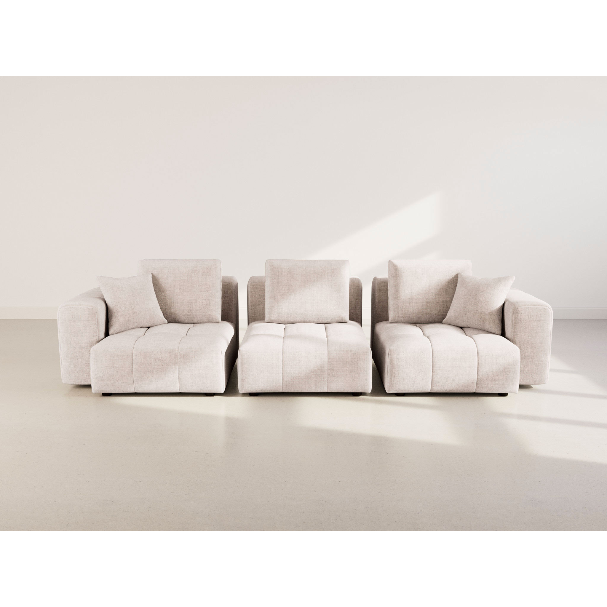 Colette - Canapé modulable 3 places en velours texturé - Beige