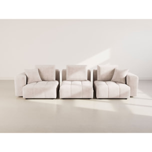 Colette - Canapé modulable 3 places en velours texturé - Beige