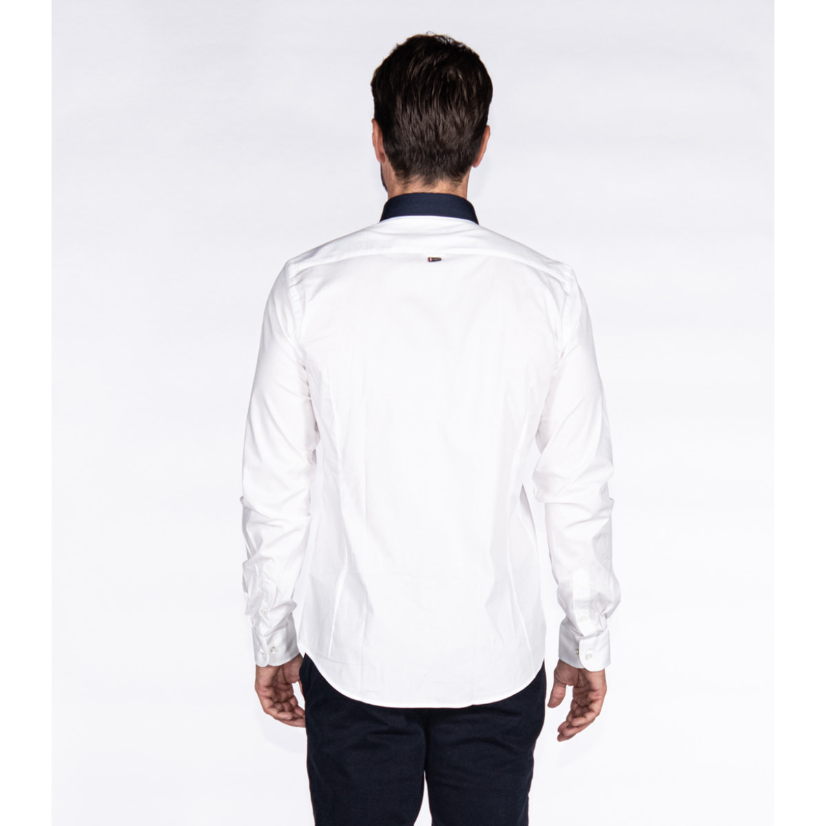 Camicia Uomo Popeline Stretch Unito Bianco