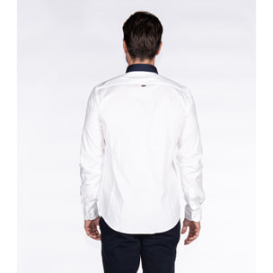 Camicia Uomo Popeline Stretch Unito Bianco
