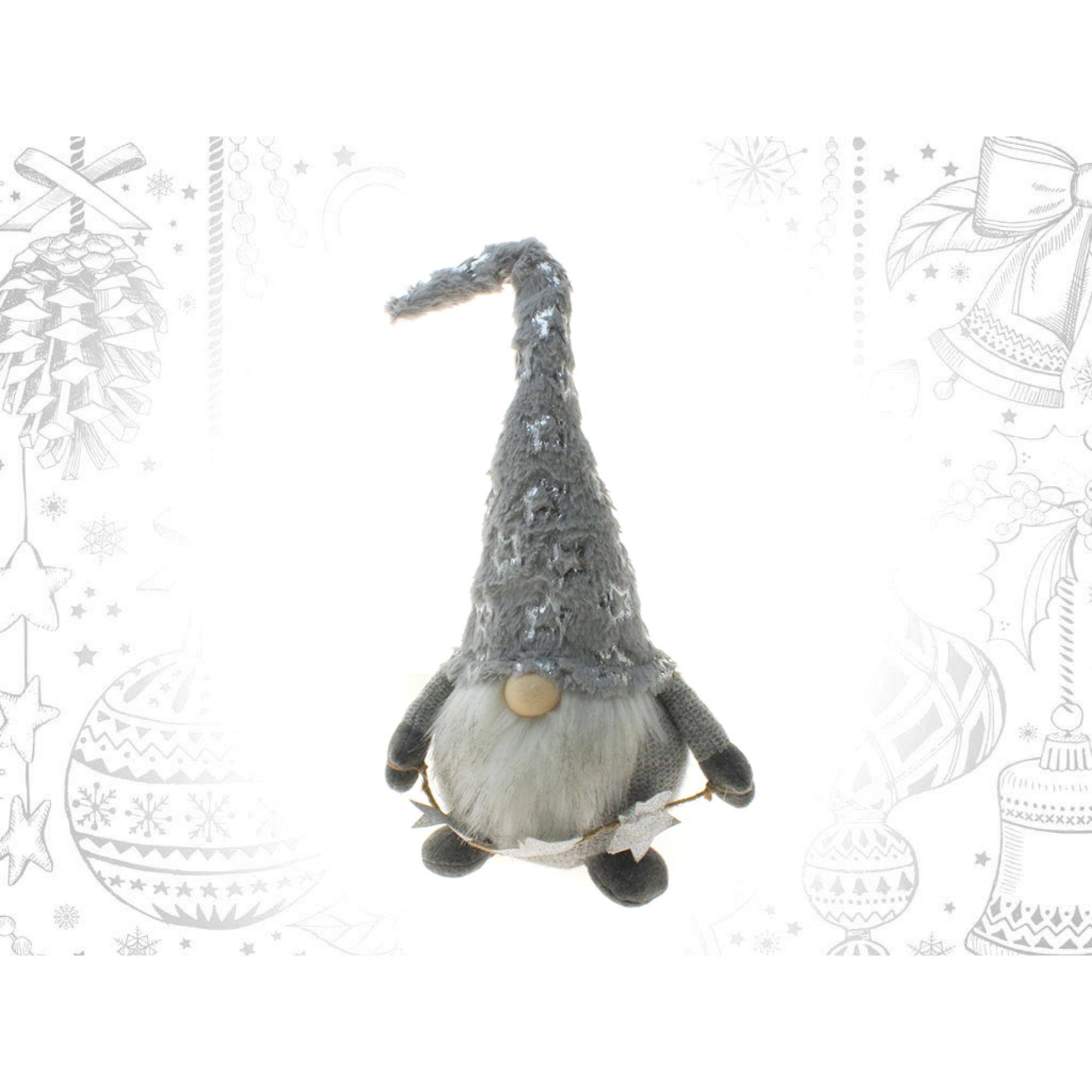Gnomo decorativo navideño gris con gorro alto de estilo nórdico
