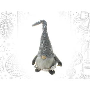 Gnomo decorativo navideño gris con gorro alto de estilo nórdico