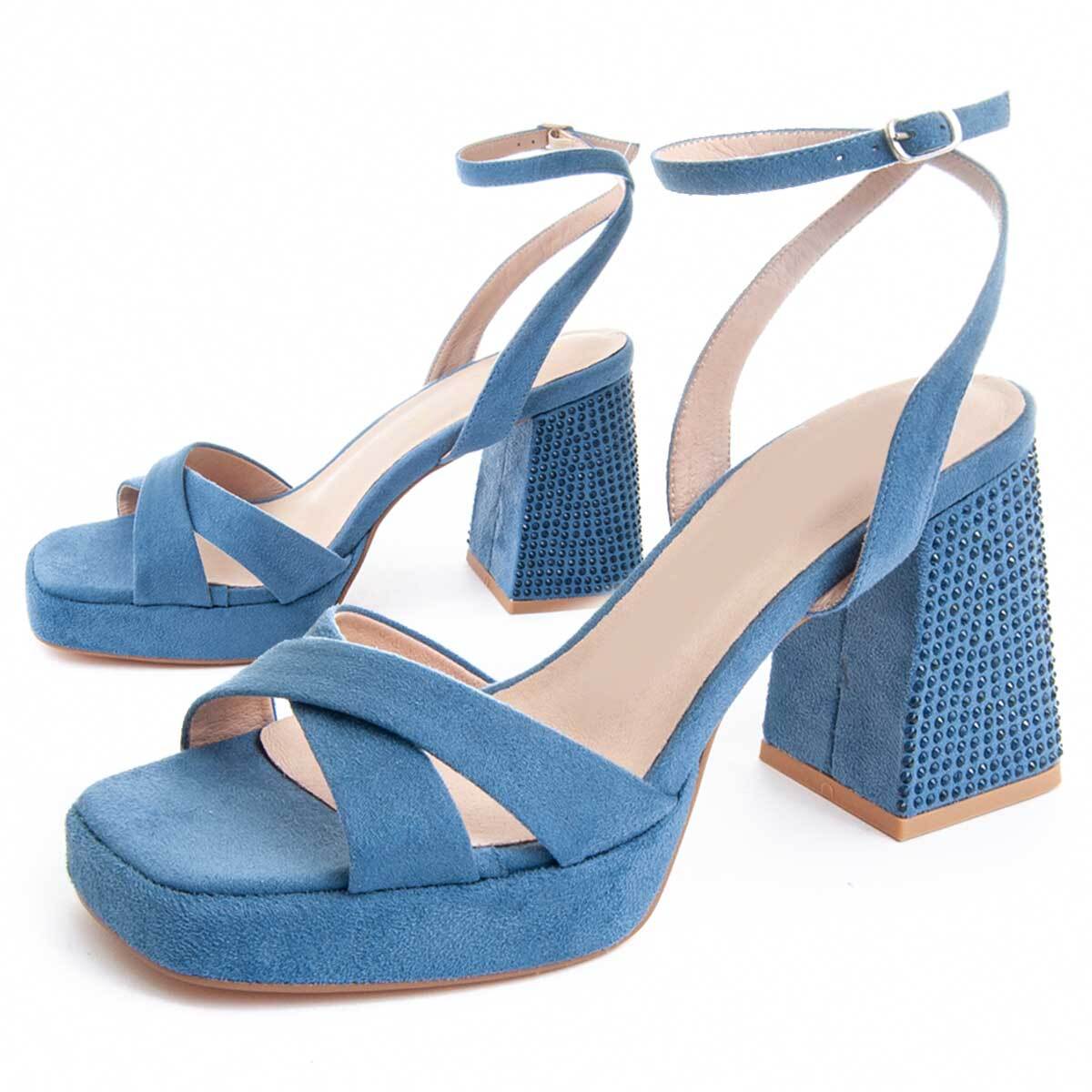 Sandalias De Tacón - Azul - Altura: 10 cm