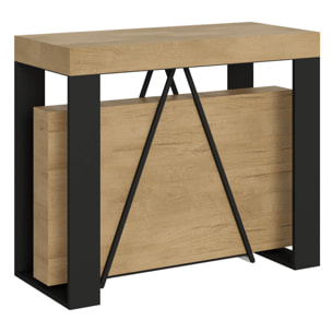 Console extensible 90x40/196 cm Zamat Small chêne nature cadre anthracite