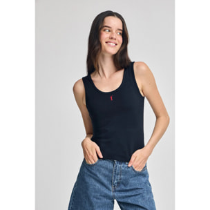 Canotta blu marino con ricamo Rigby Go