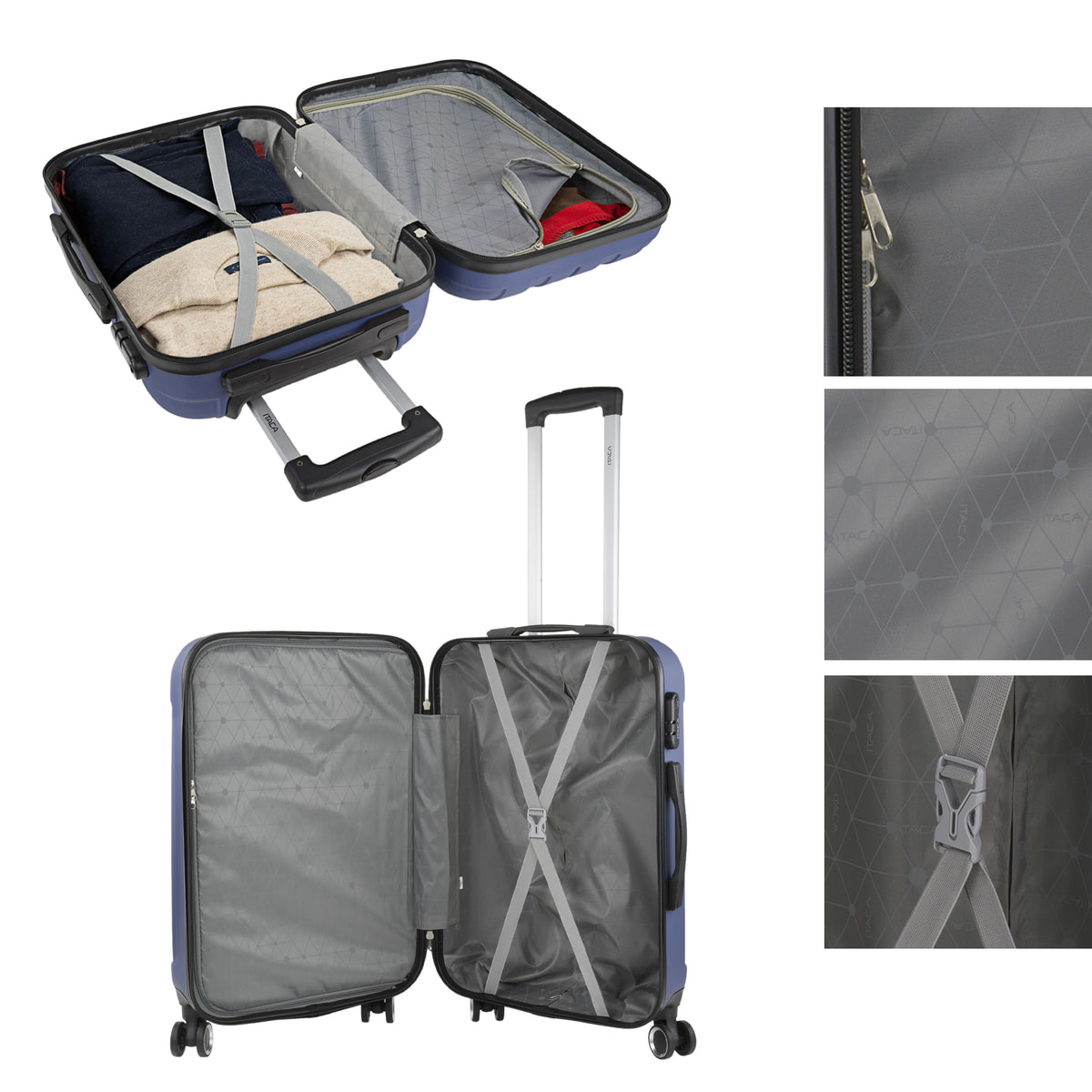 Juego De Maletas Rígidas Abs Itaca Havel Azul Vaquero