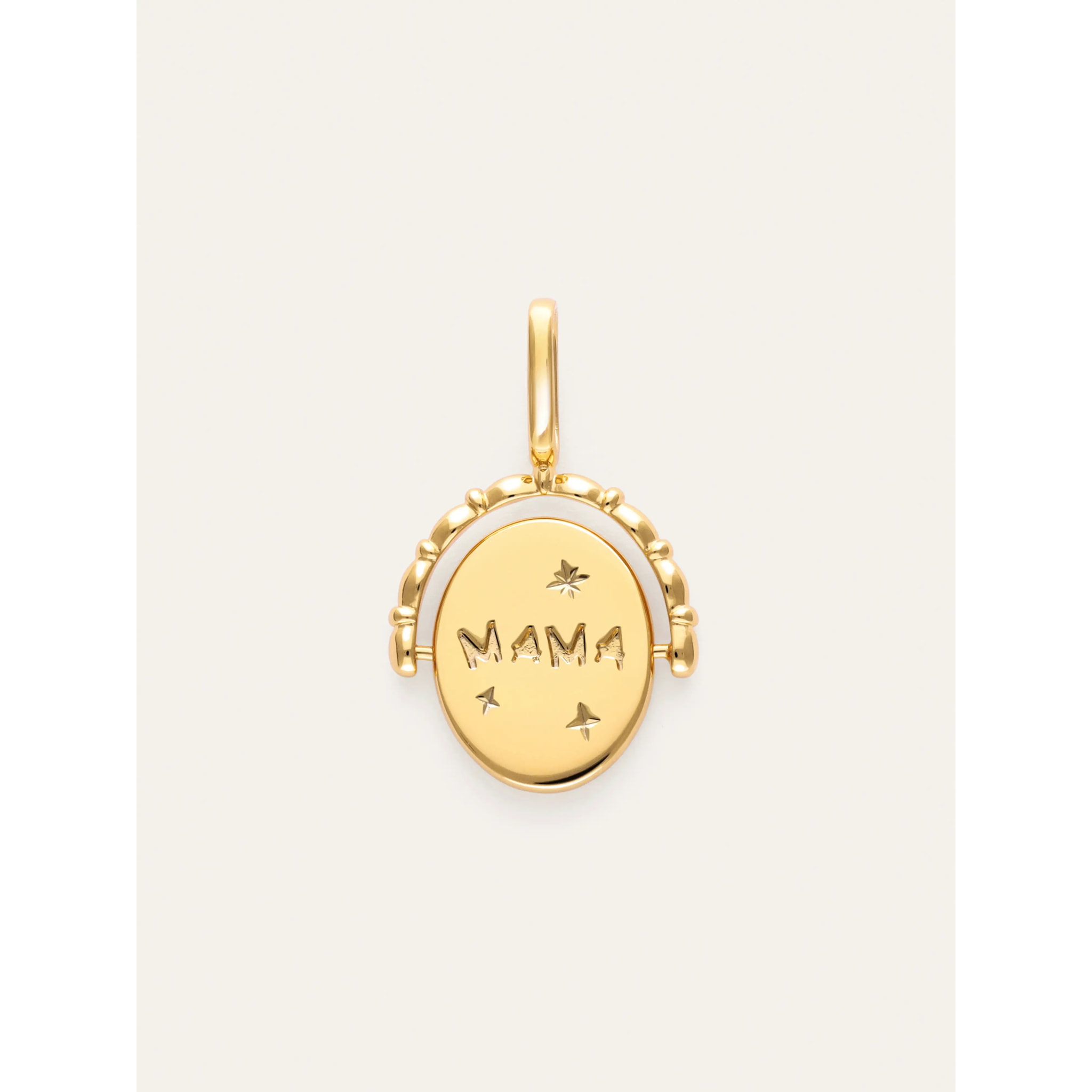 Charm Medaglione Doppio Mamma Lovely Heart Placcato Oro