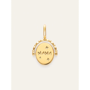 Charm Medaglione Doppio Mamma Lovely Heart Placcato Oro