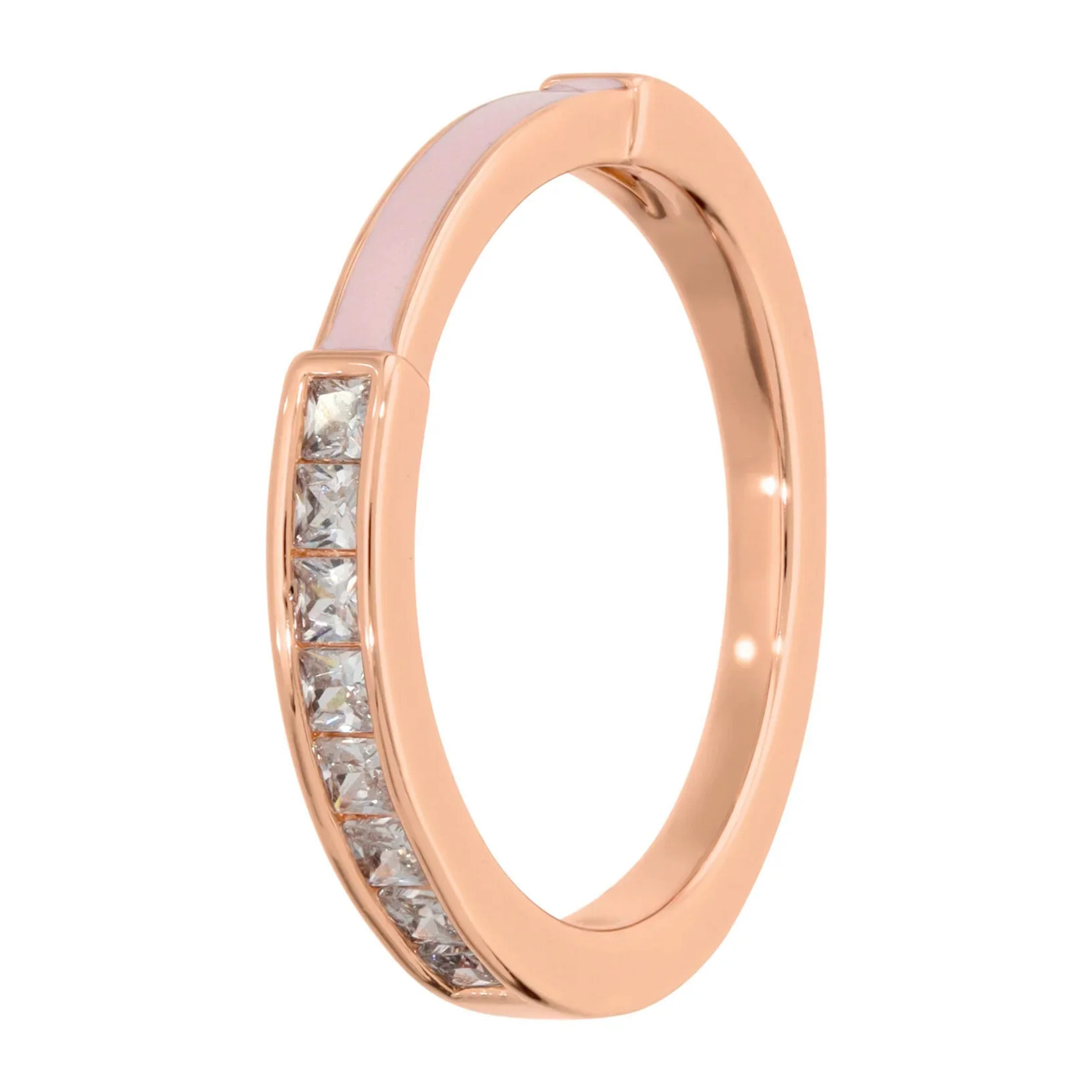 Anello Fedina con Cubic Zirconia e Smalto Rosa
