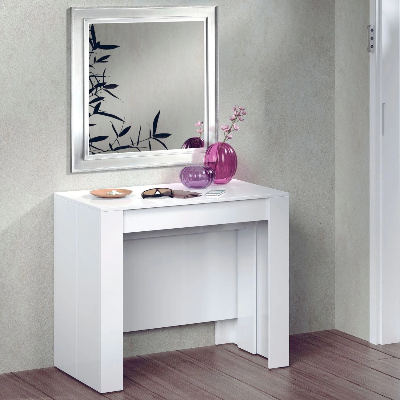Mesa consola extensible Kendra Blanco