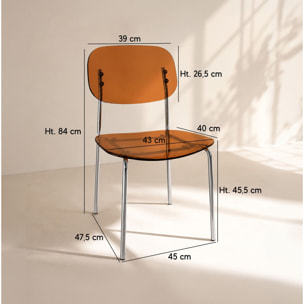 Lot de 2 chaises de table en résine acrylique et métal ambre GLAM