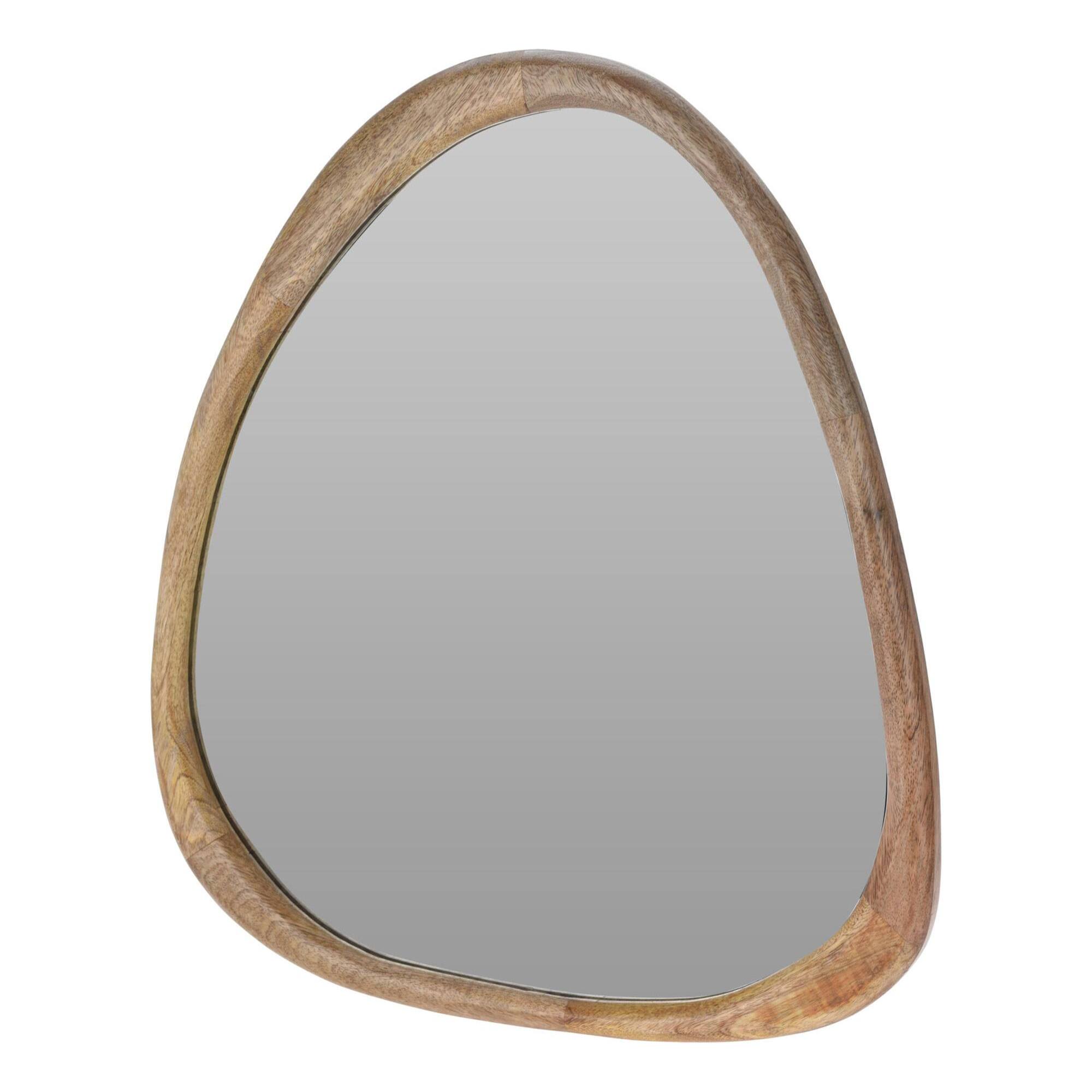 WELL HOME Espejo irregular 53x2,5x60cm marco de madera de mango natural en madera acabado natural para entrada, salón o dormitorio