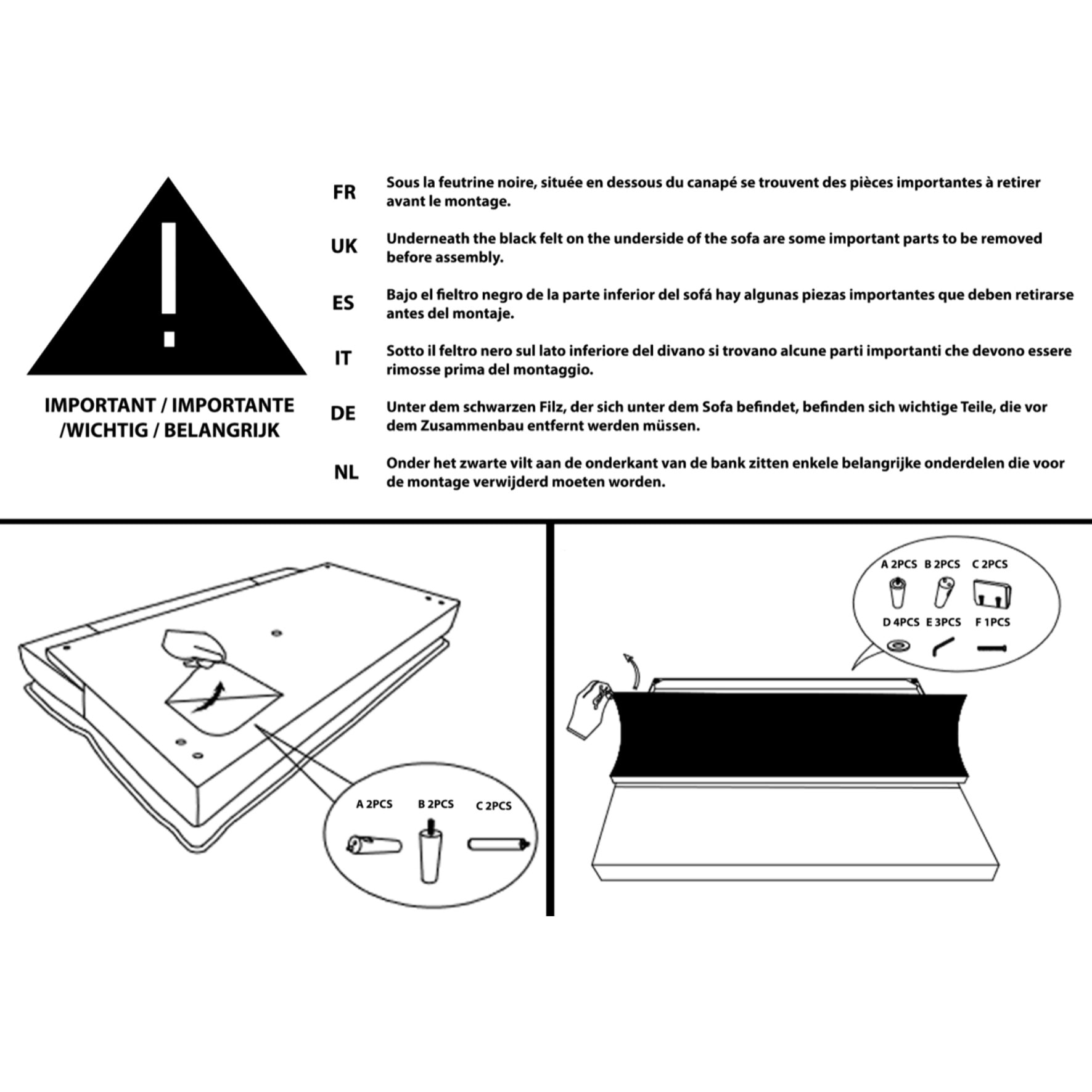 SOUTH Canapé d'angle 4-5 places méridienne gauche velours côtelé gris anthracite
