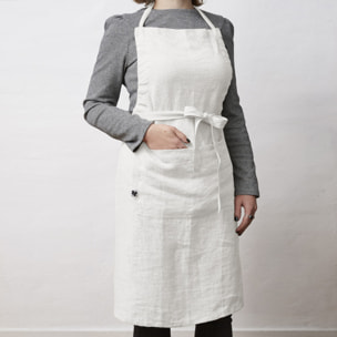 Tablier de Chef ajustable "Soline" 70 x 85 cm Lin lavé - Couleur: Soline Craie