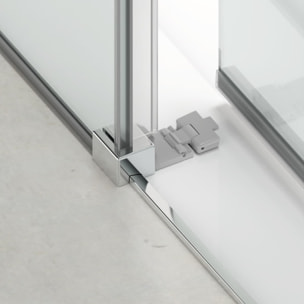 TEX BB Porte de douche 100x195cm coulissante anticalcaire avec profilés chrome brillant  (TEXDBB100CRT-SET)