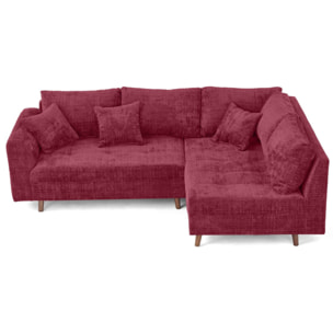 Rune - canapé d'angle droit 4 places en velours texturé - Prune